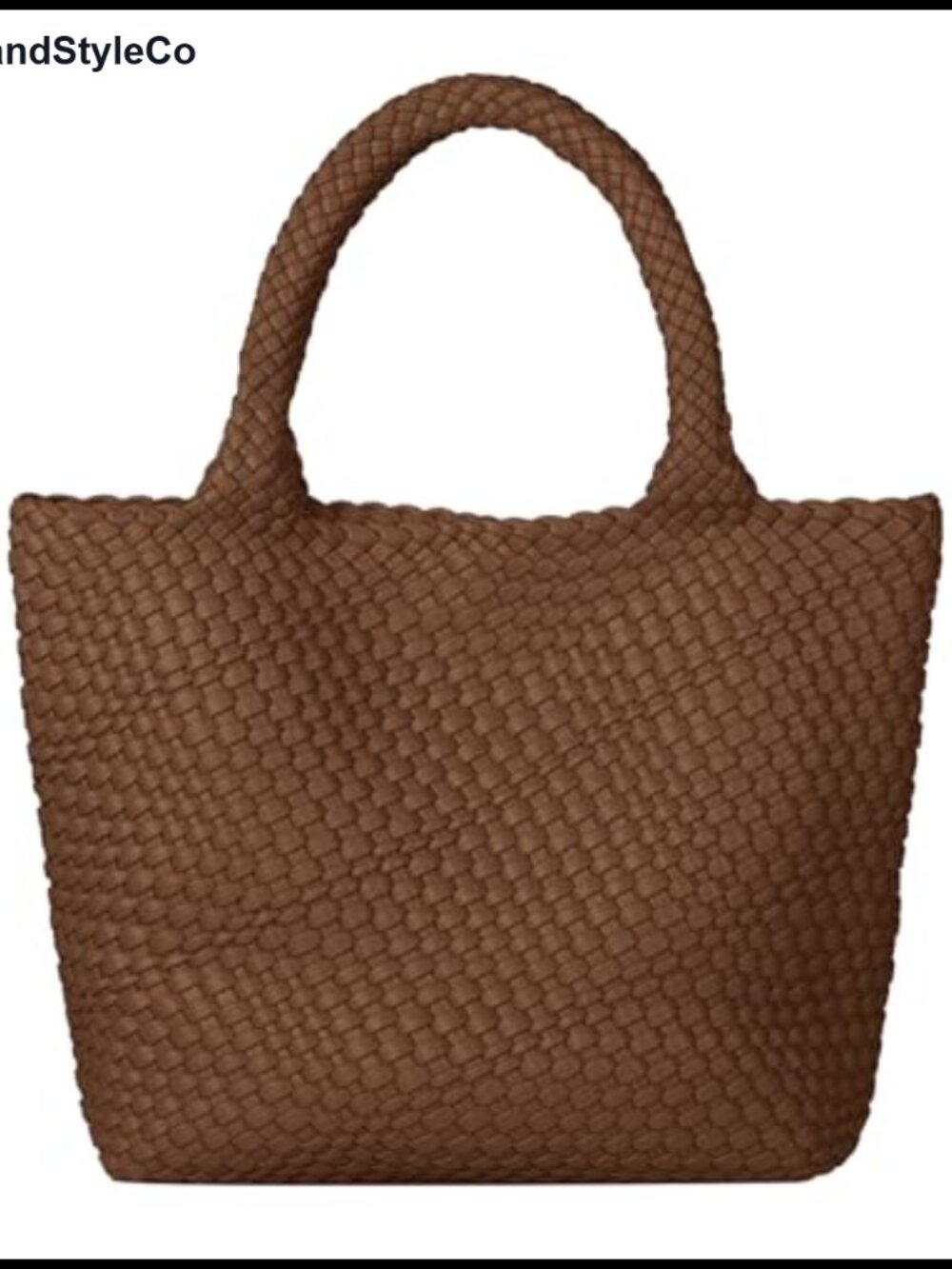 Woven Vegan Leather Slouchy Tote Bag Large Capacity Laptop Shoulder Purse